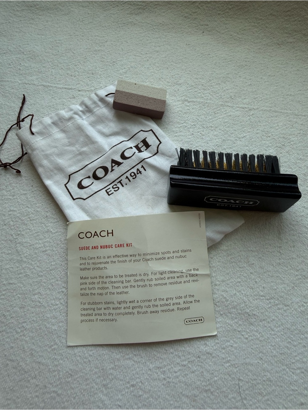 Coach Suede & Nubuck Care Kit with Cleaning Bar and Brush
